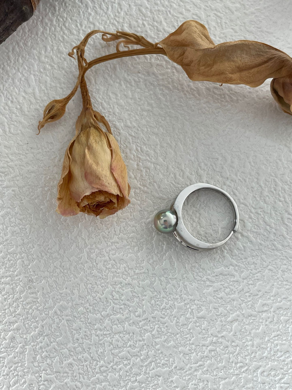 Tahitian Pearl Silver Open Ring