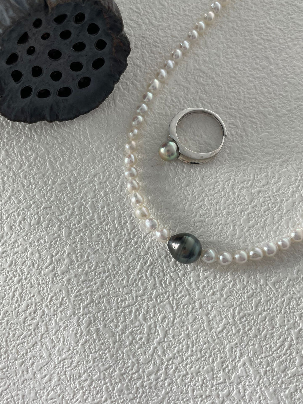 Tahitian Pearl Silver Open Ring