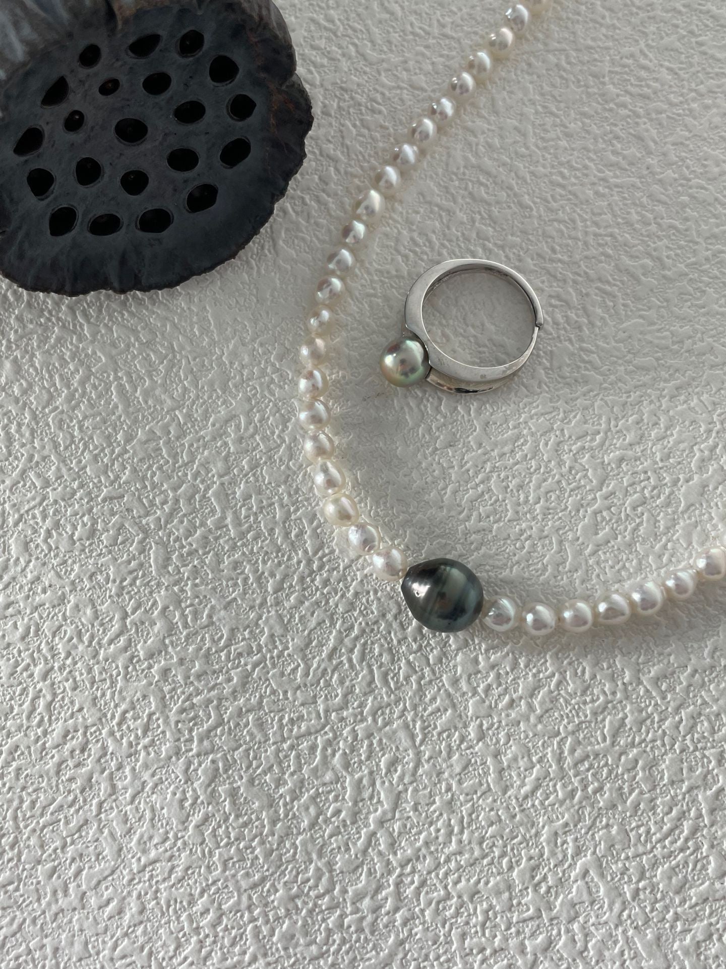 Tahitian Pearl Silver Open Ring