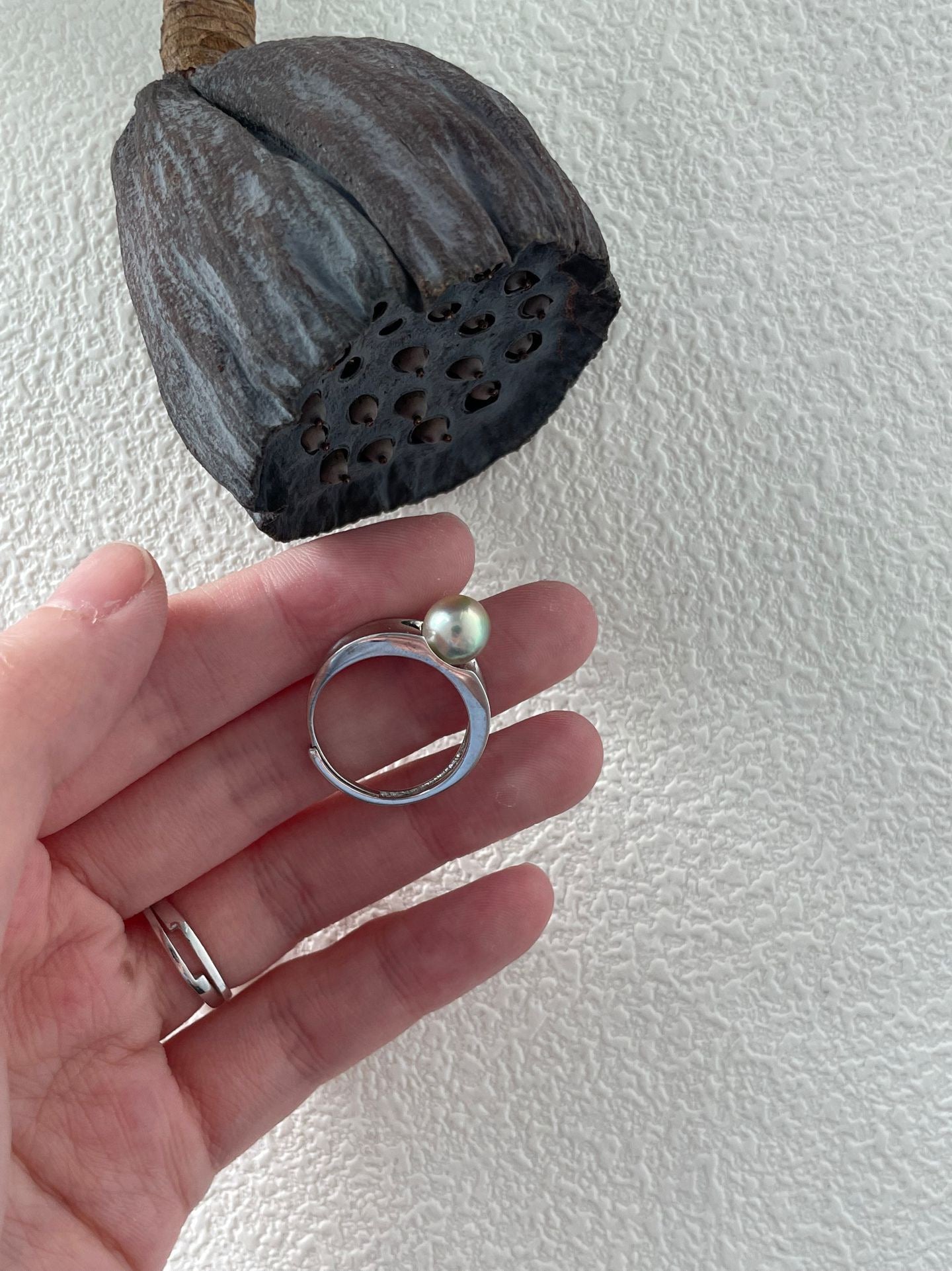 Tahitian Pearl Silver Open Ring