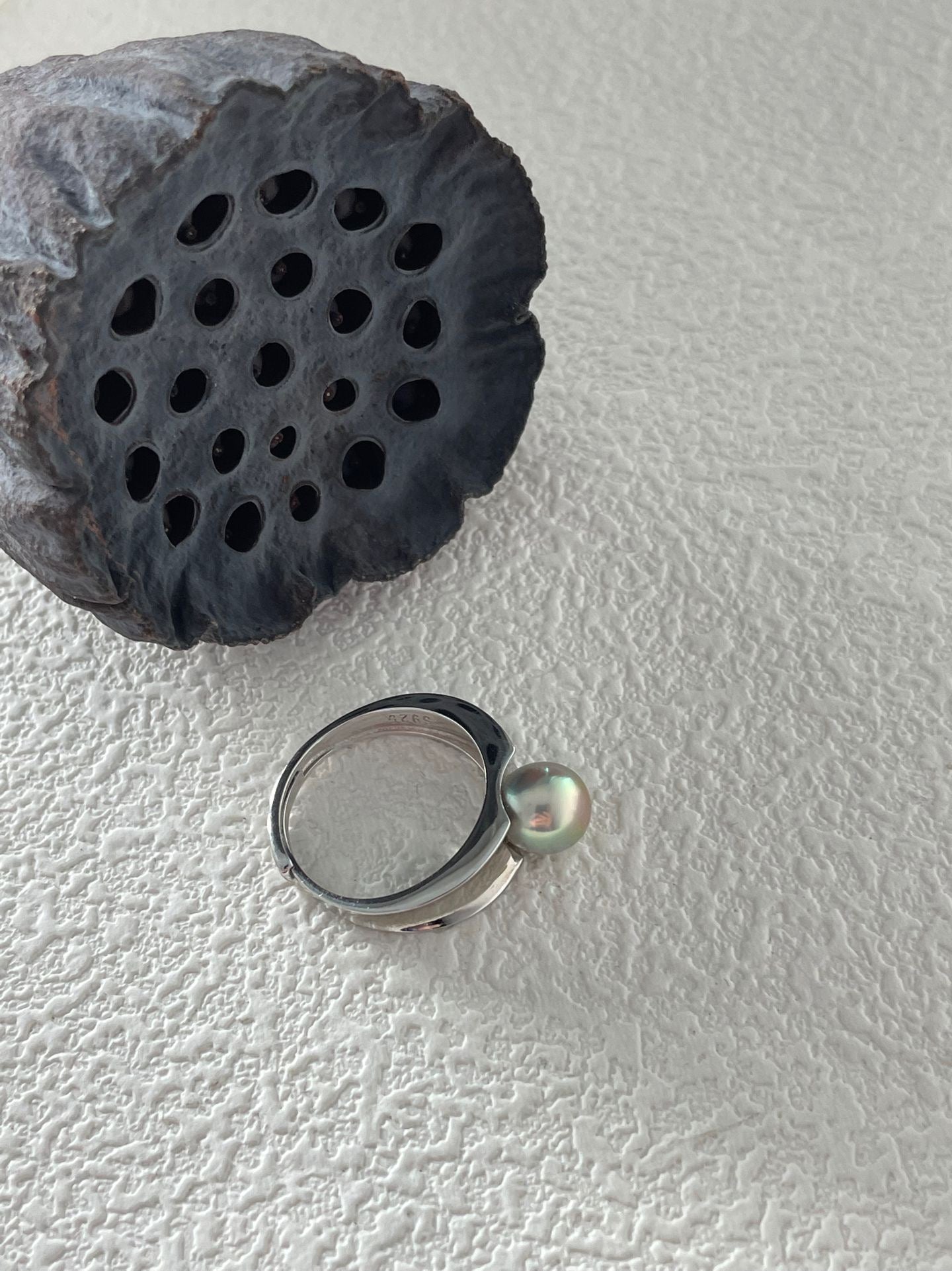 Tahitian Pearl Silver Open Ring
