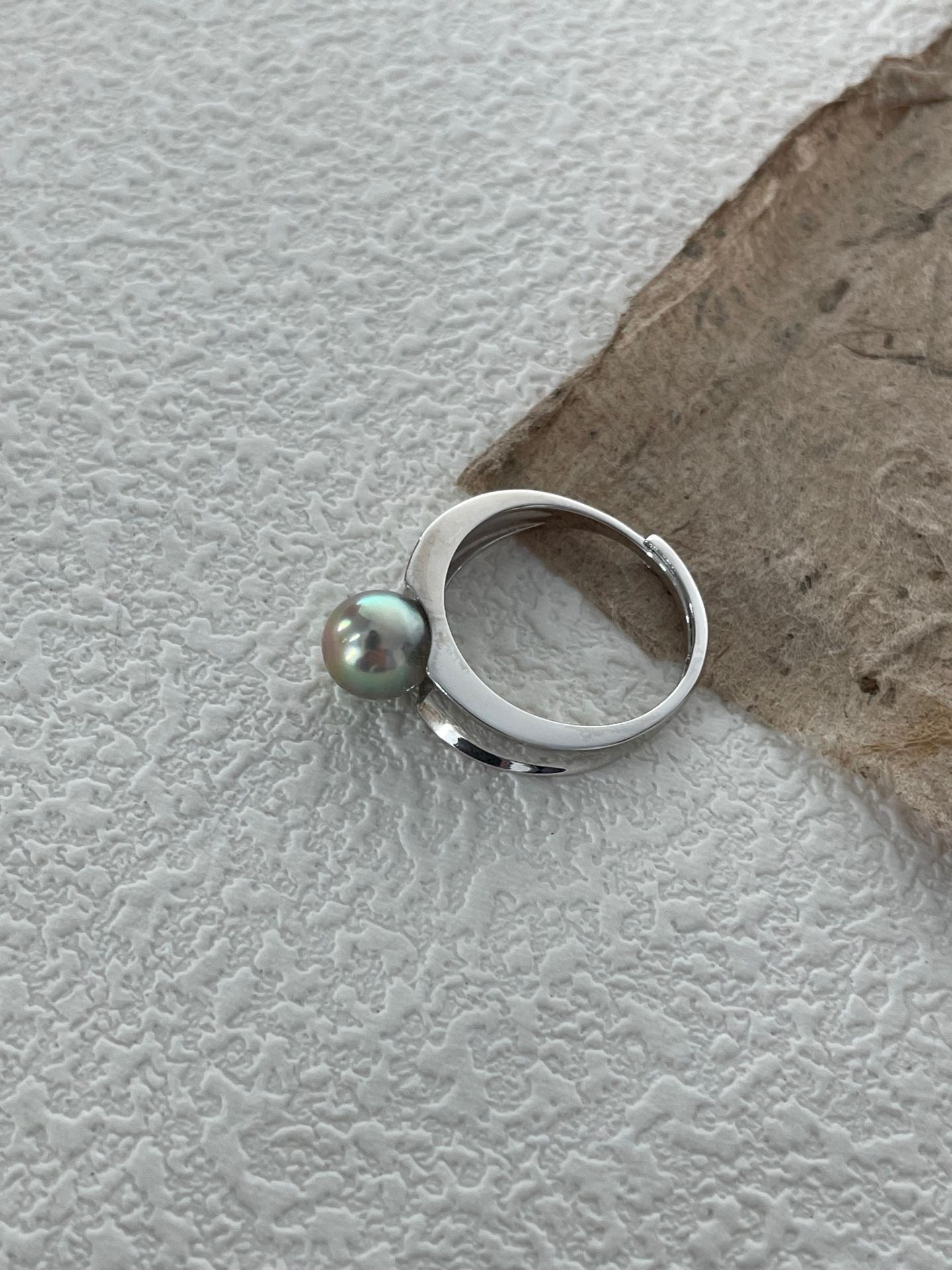 Tahitian Pearl Silver Open Ring