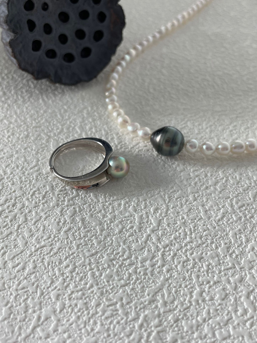 Tahitian Pearl Silver Open Ring