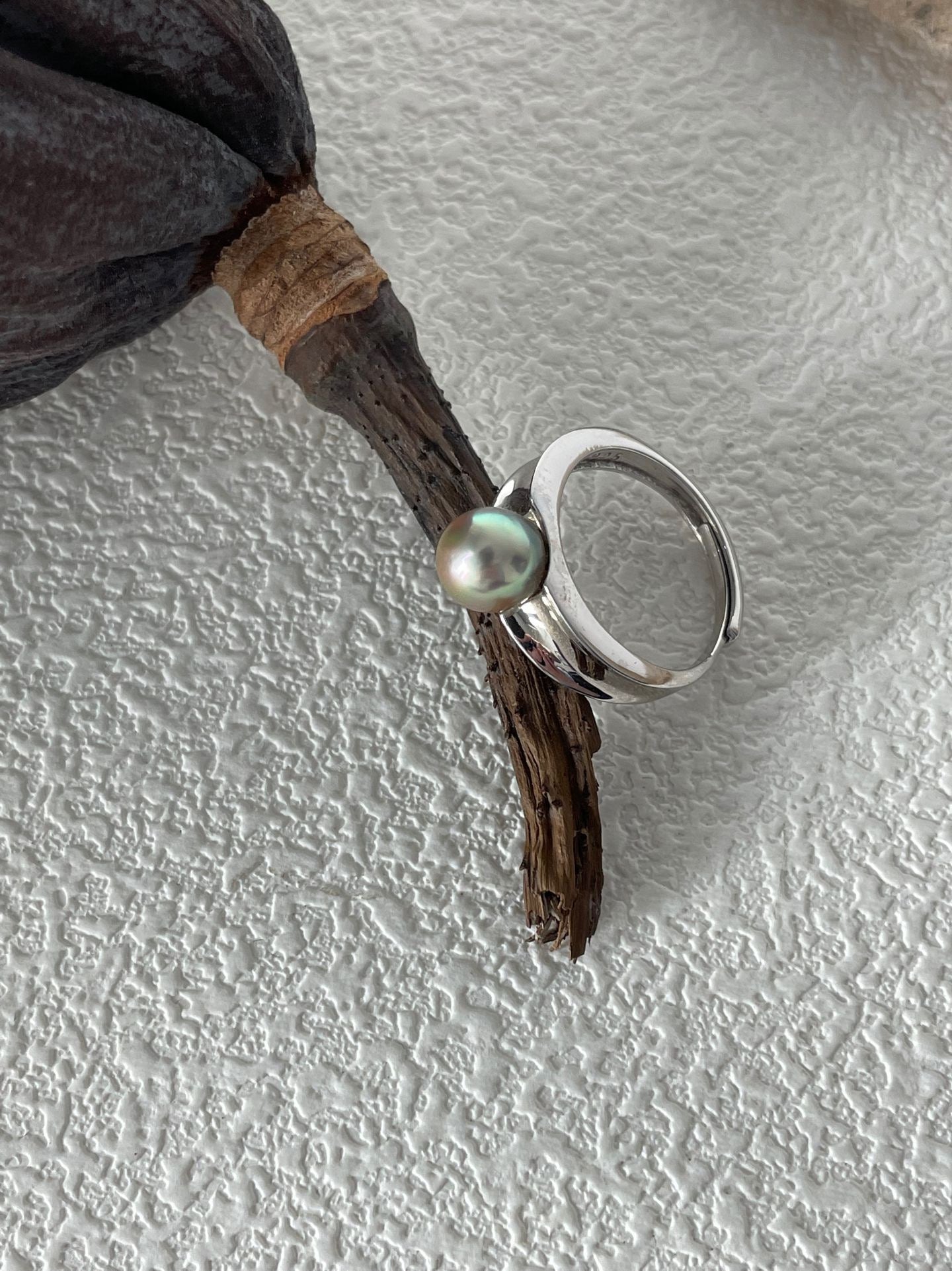Tahitian Pearl Silver Open Ring