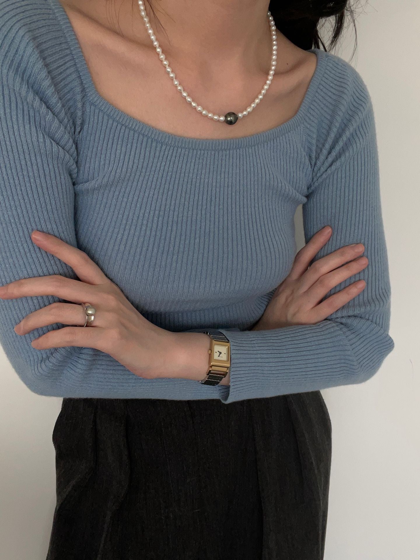 Tahitian Pearl Silver Open Ring