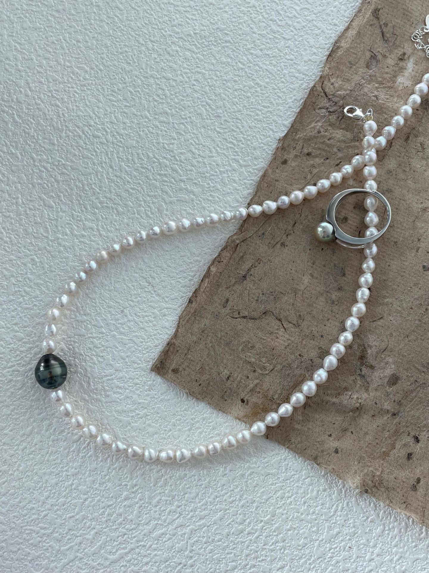 Tahitian Pearl Silver Open Ring