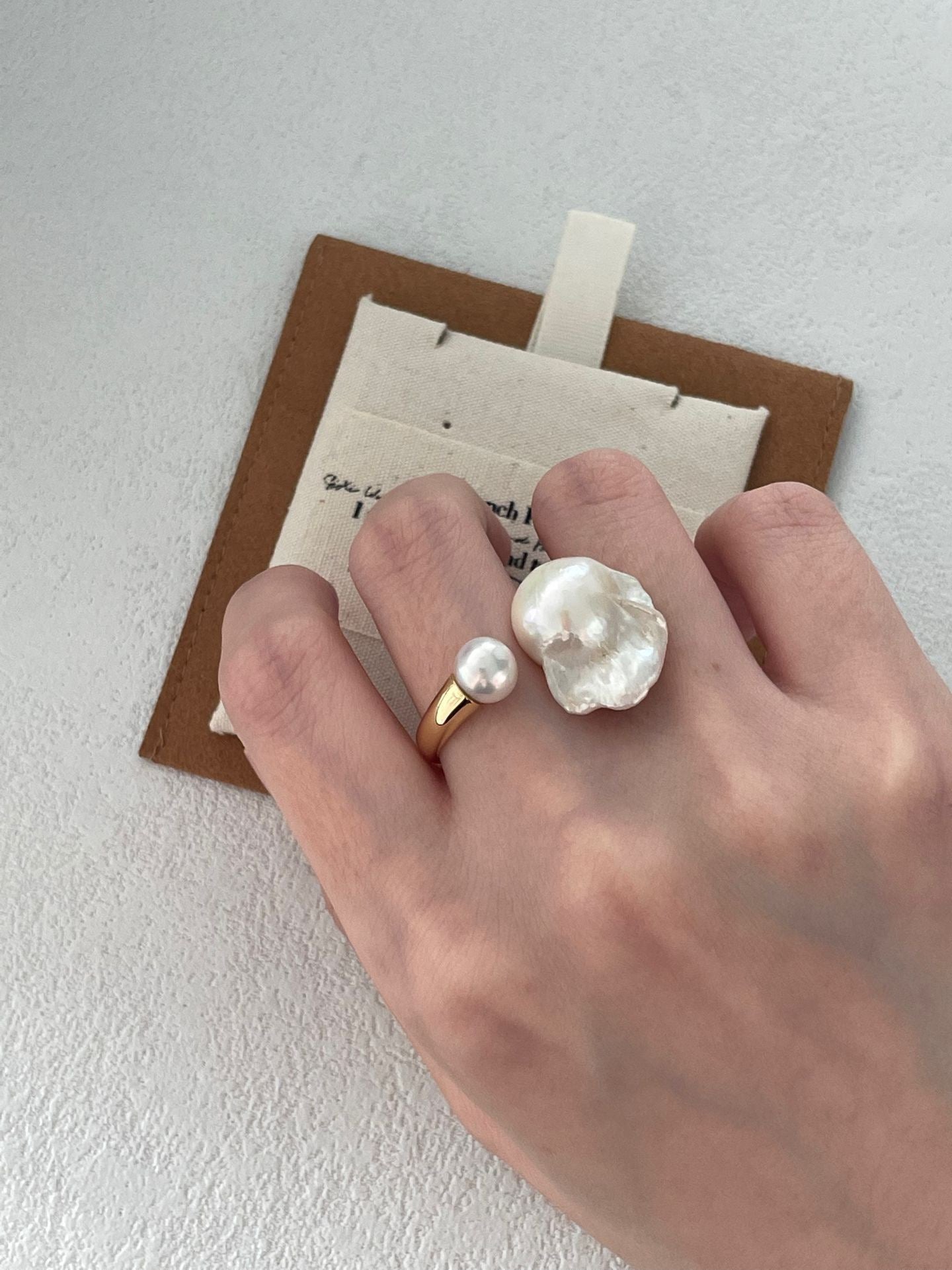 Bold Baroque Pearl Open Ring