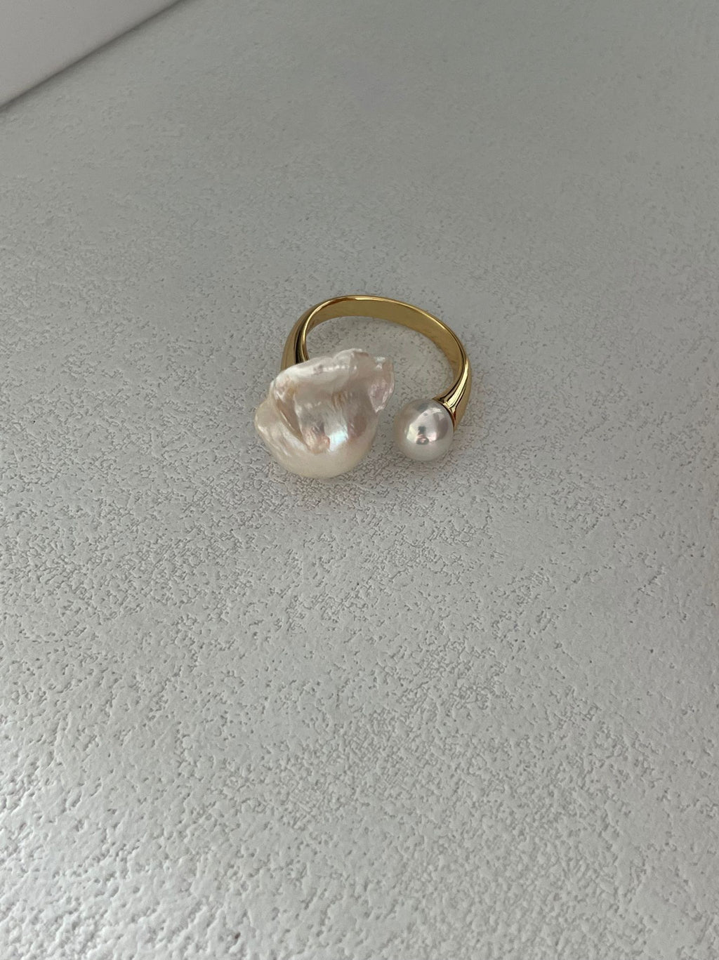 Bold Baroque Pearl Open Ring