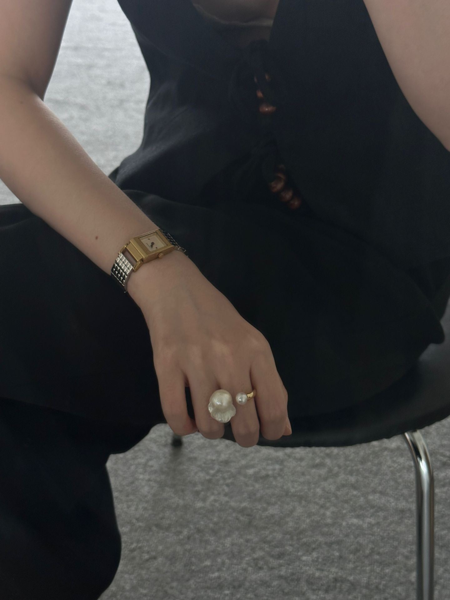 Bold Baroque Pearl Open Ring