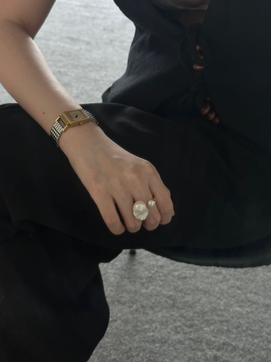 Bold Baroque Pearl Open Ring