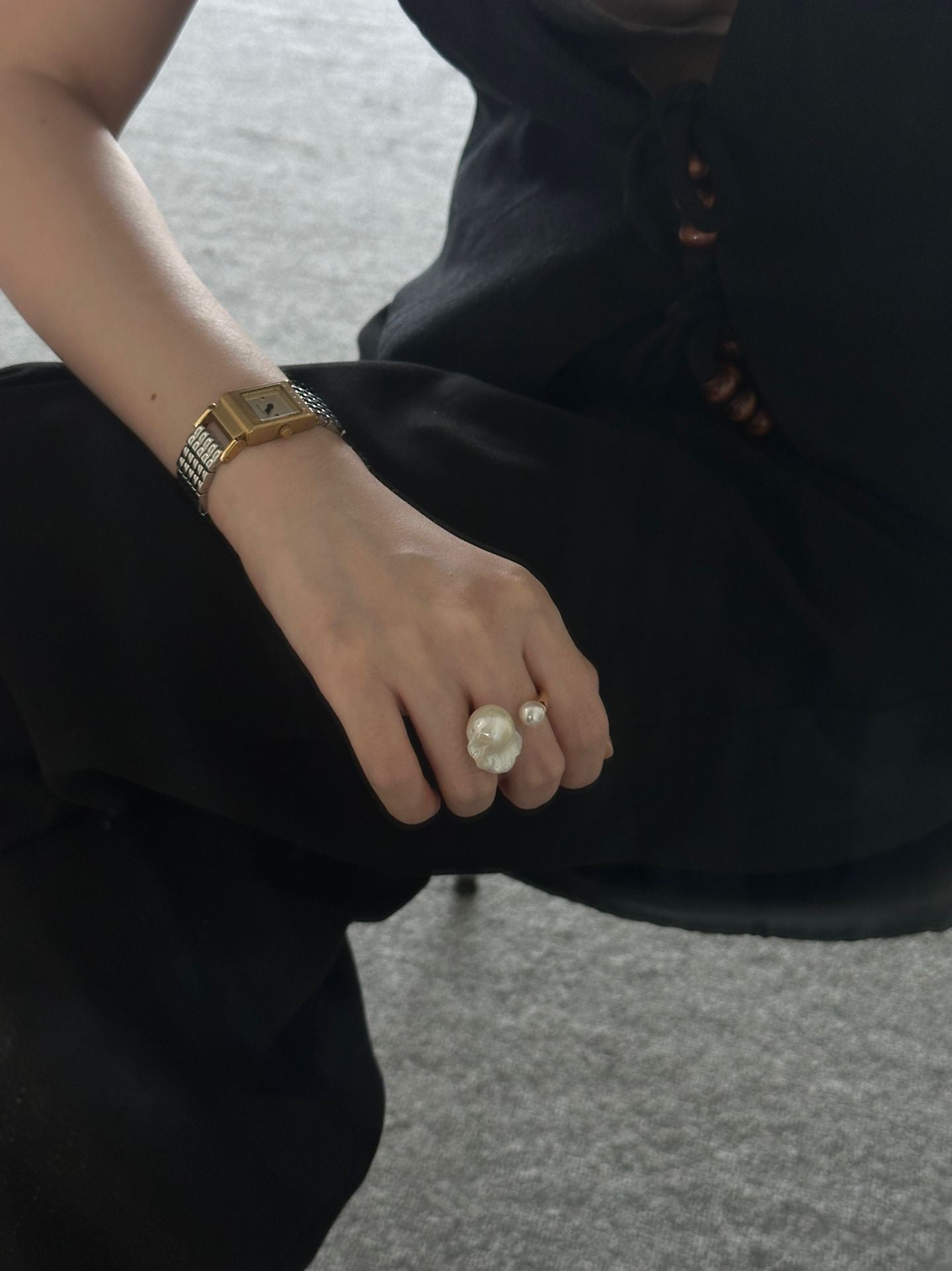 Bold Baroque Pearl Open Ring