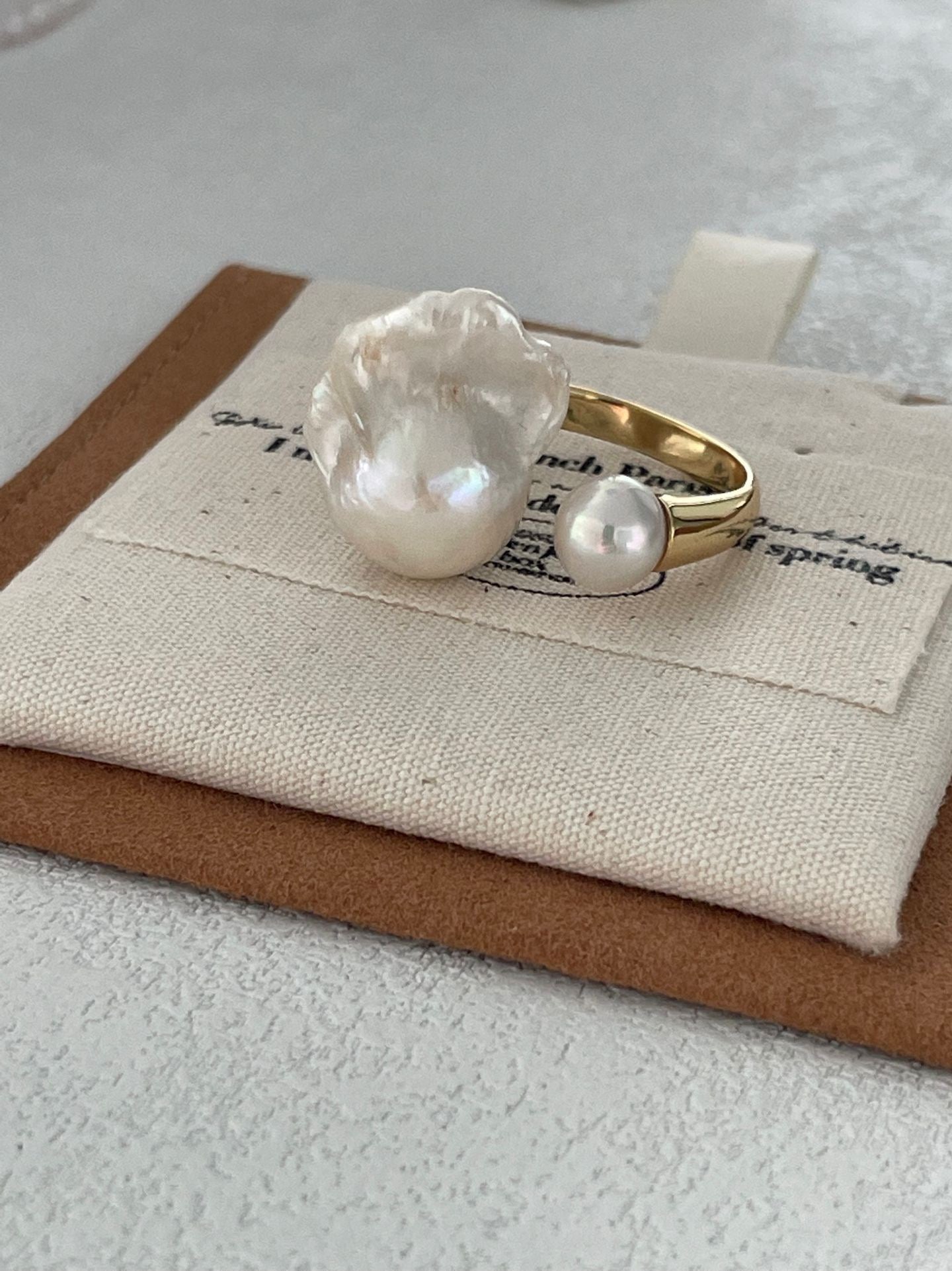 Bold Baroque Pearl Open Ring