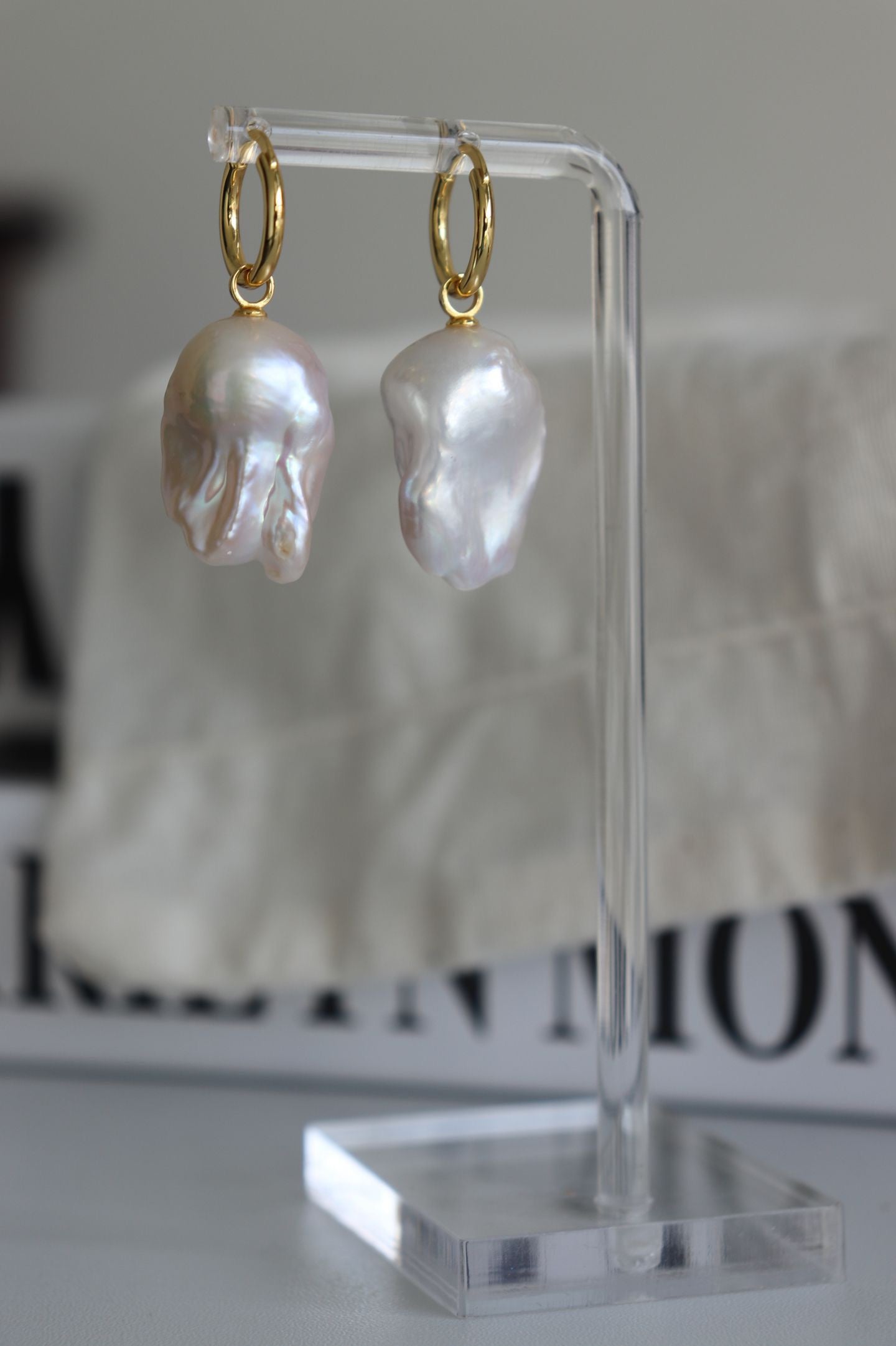 Large Baroque Pearl Drop Earrings