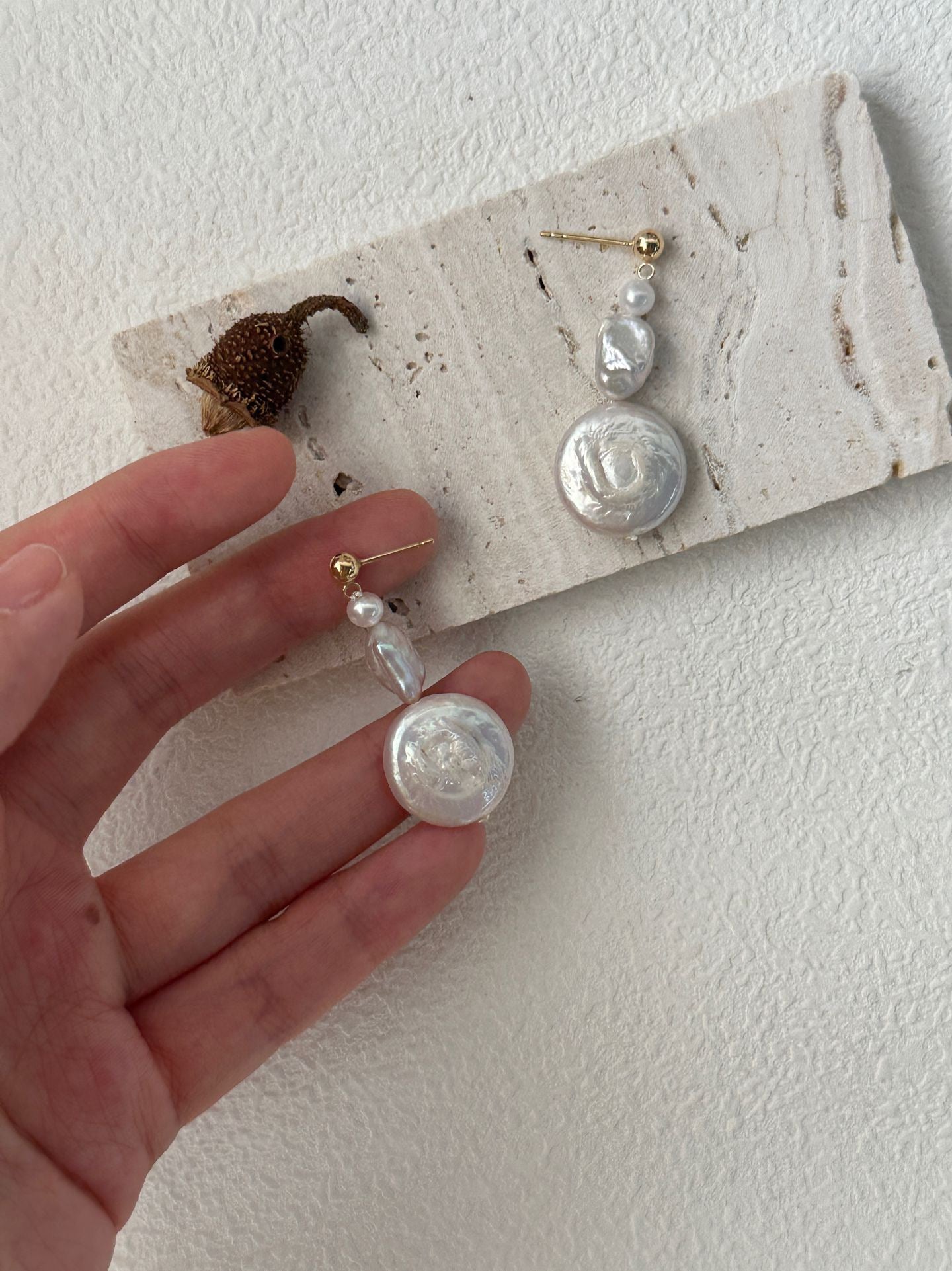 Sun & Moon Baroque Pearl Drop Earrings