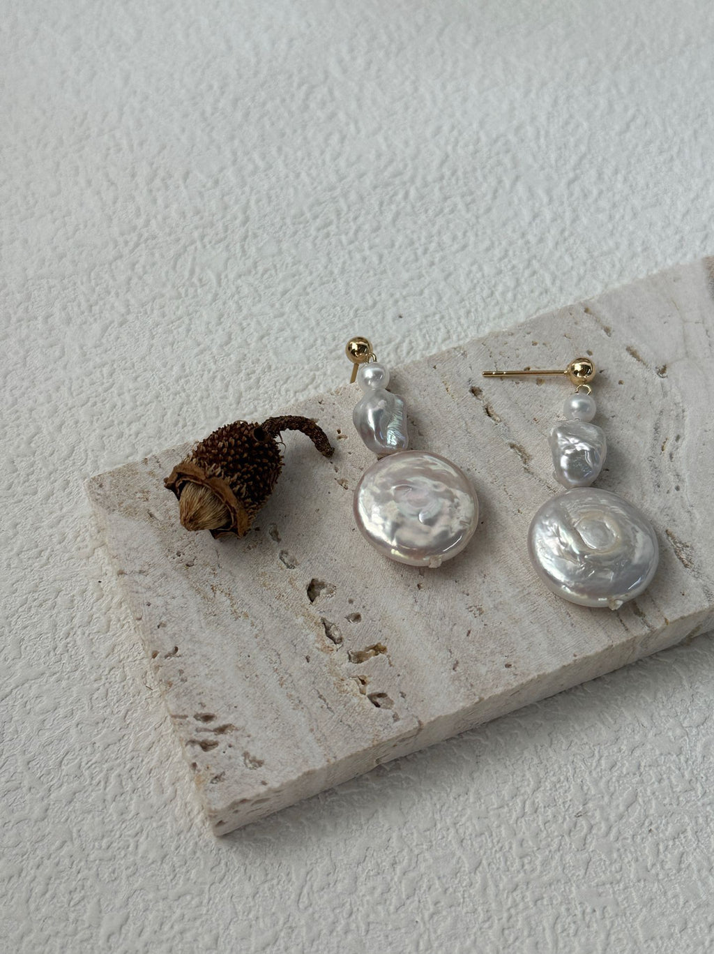 Sun & Moon Baroque Pearl Drop Earrings