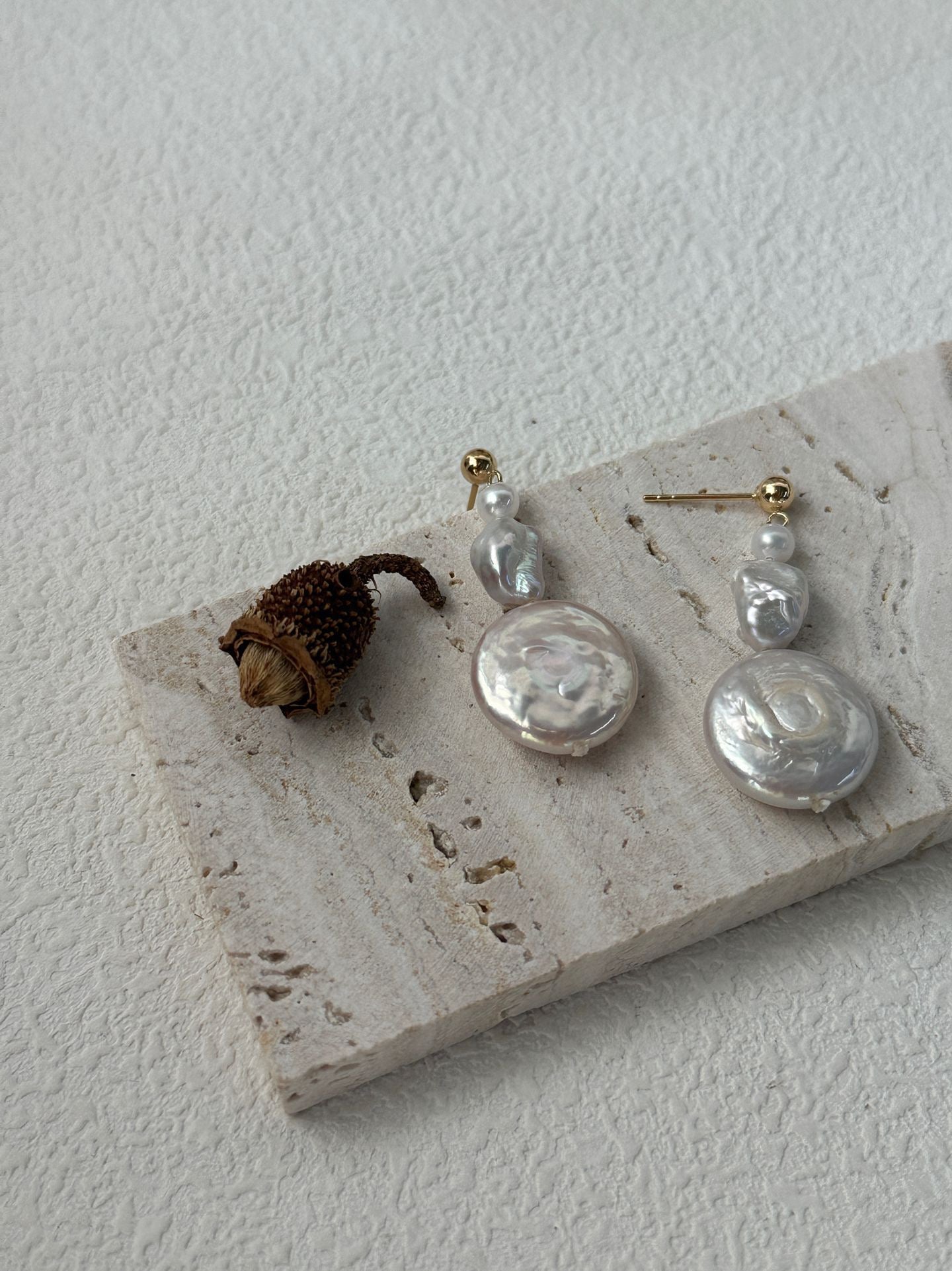 Sun & Moon Baroque Pearl Drop Earrings