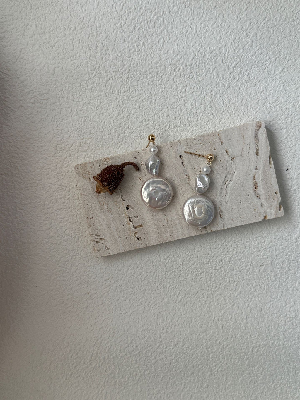 Sun & Moon Baroque Pearl Drop Earrings