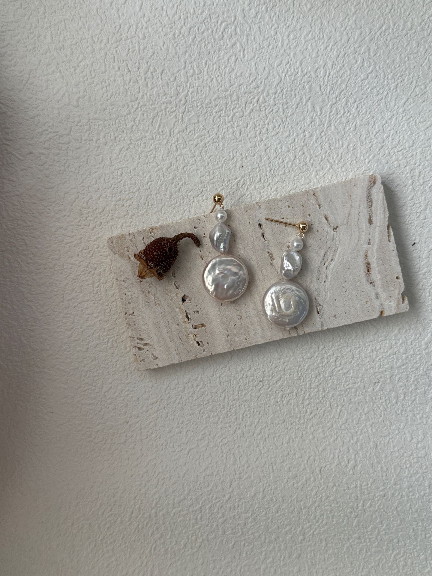 Sun & Moon Baroque Pearl Drop Earrings