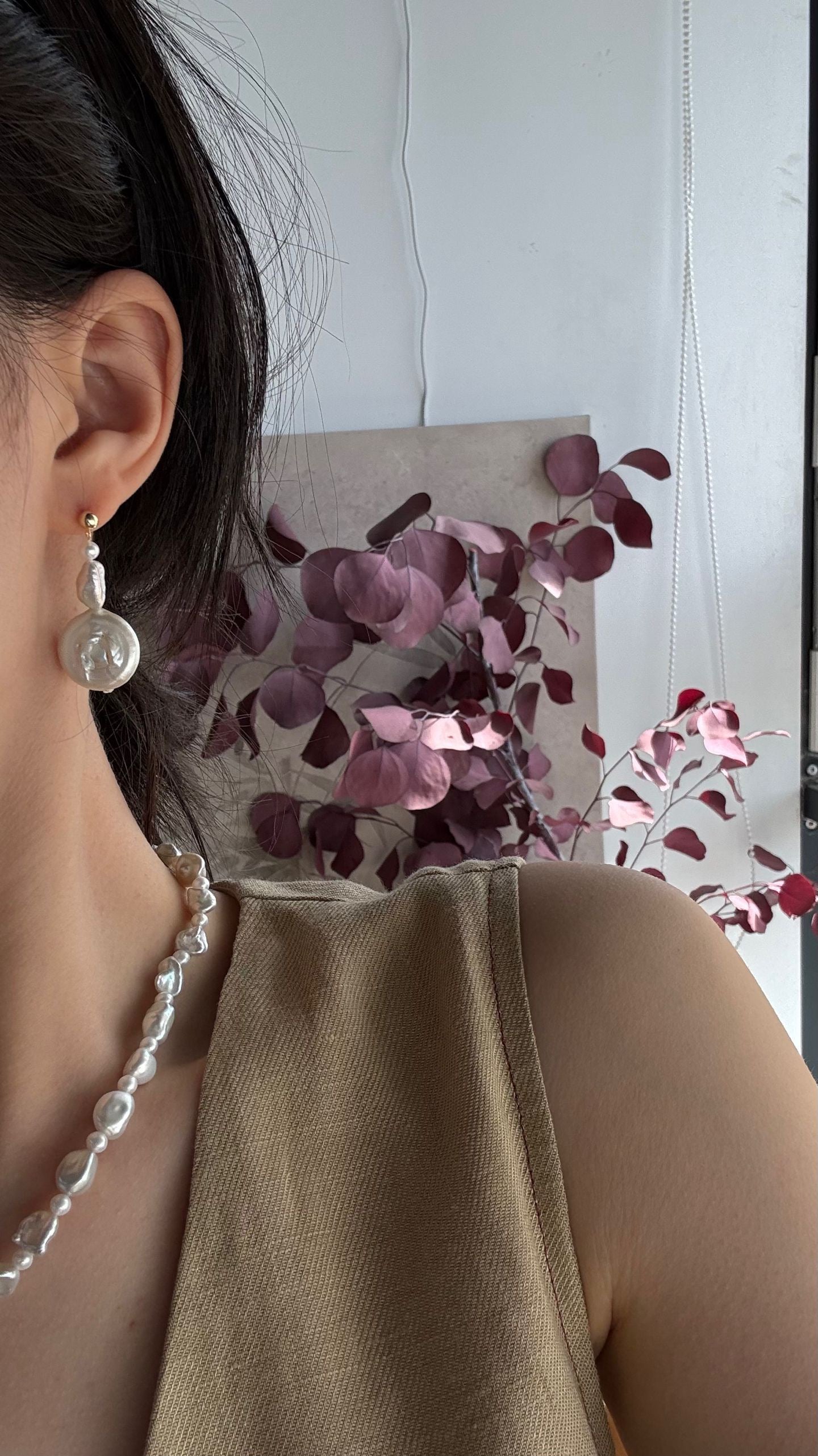 Sun & Moon Baroque Pearl Drop Earrings