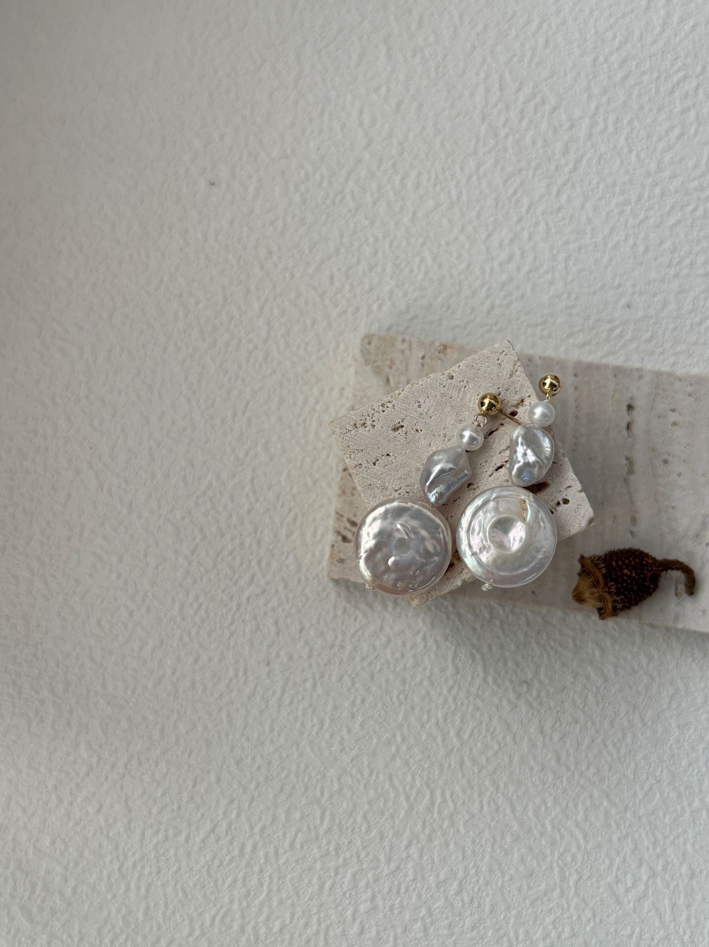Sun & Moon Baroque Pearl Drop Earrings