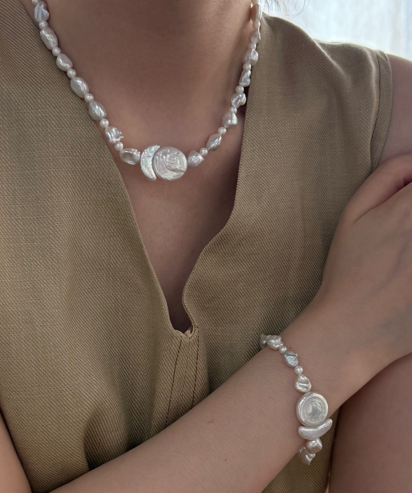 Sun & Moon Baroque Pearl Bracelet