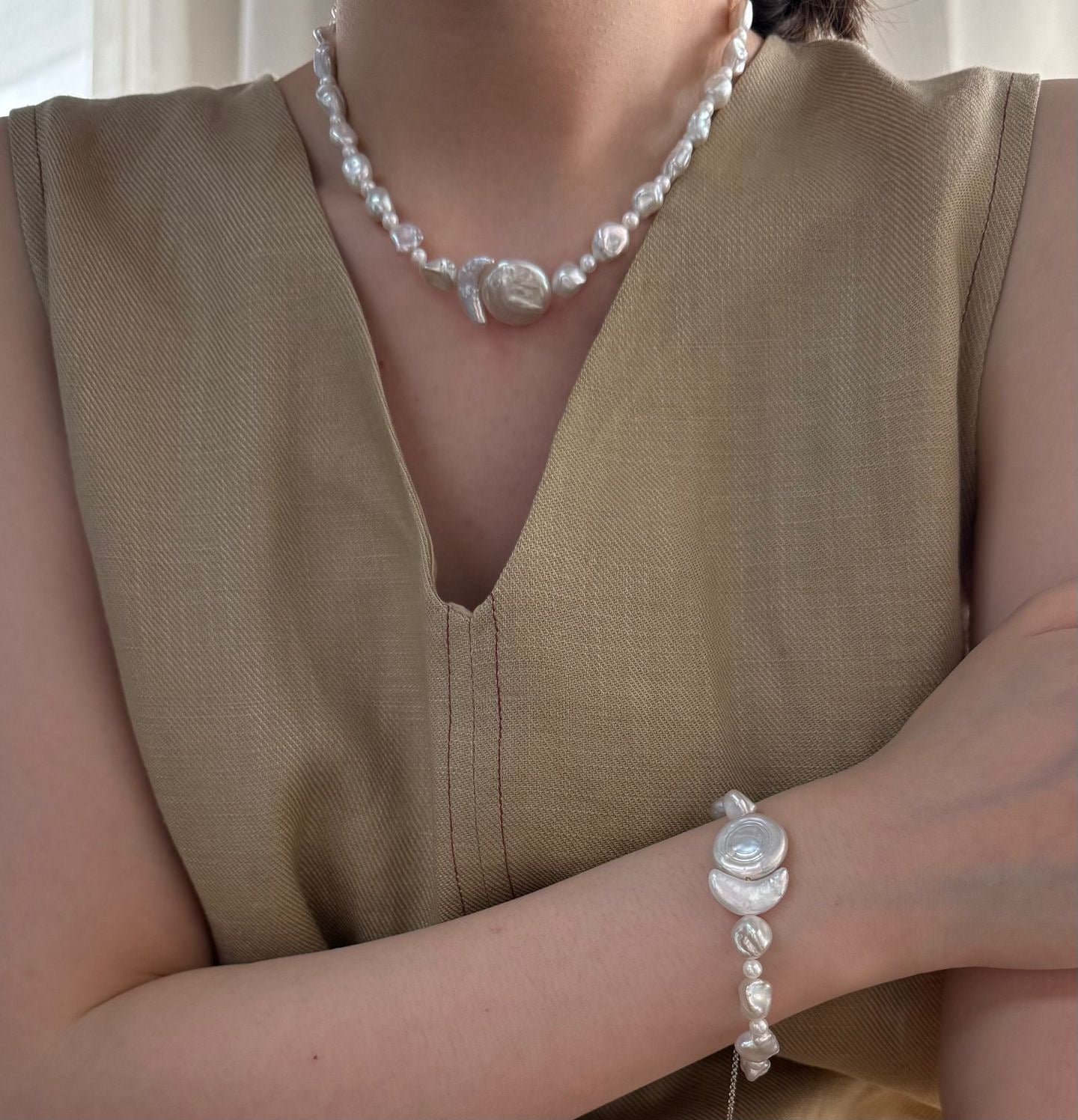 Sun & Moon Baroque Pearl Bracelet