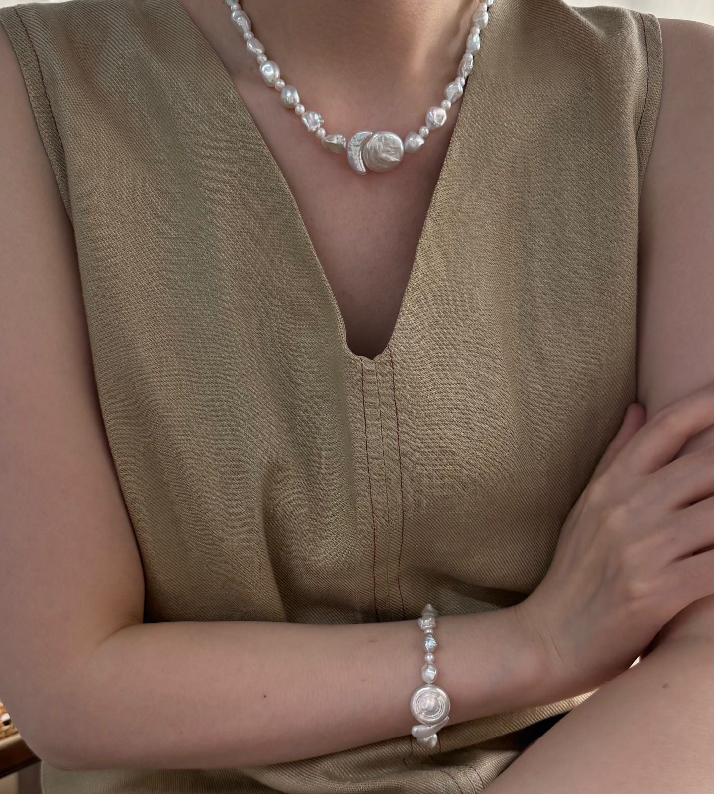 Sun & Moon Baroque Pearl Bracelet