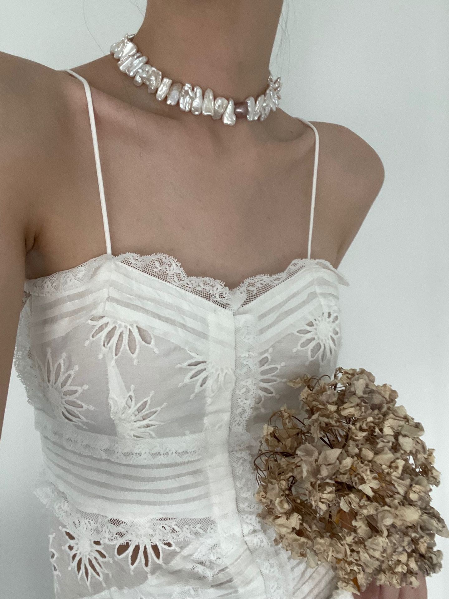 Sunflower Baroque Pearl Choker Necklace