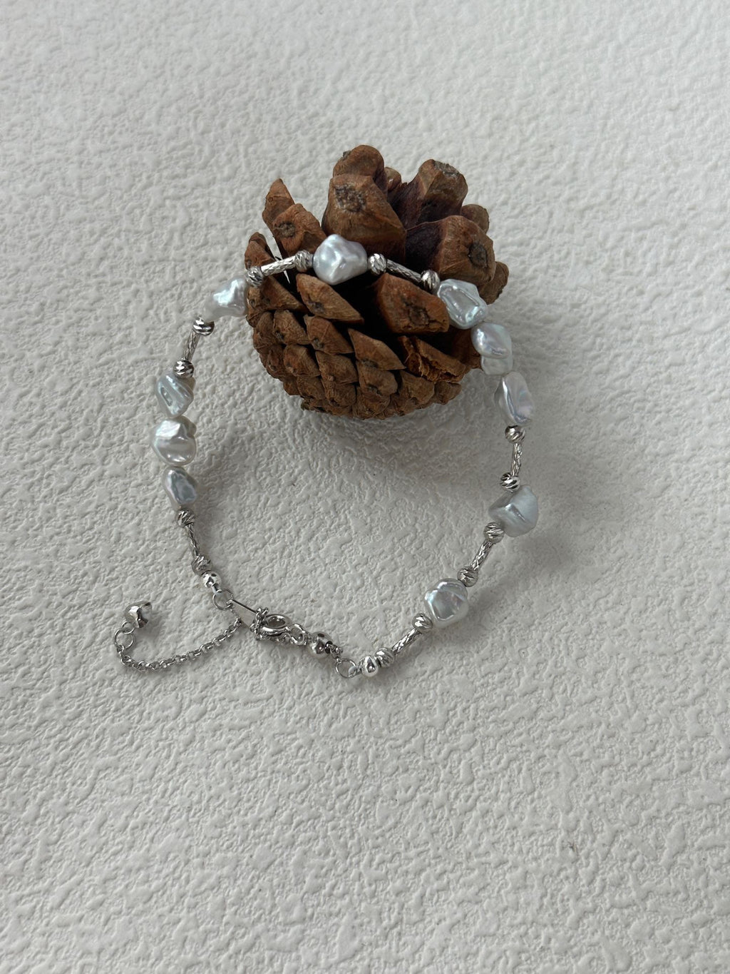 Silver Fragment & Baroque Pearl Bracelet
