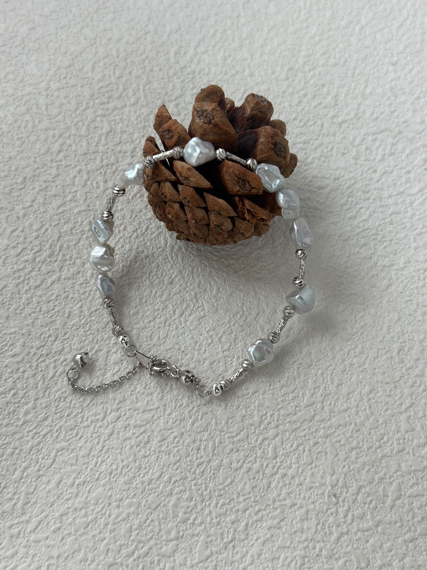 Silver Fragment & Baroque Pearl Bracelet