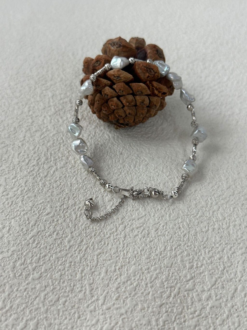 Silver Fragment & Baroque Pearl Bracelet