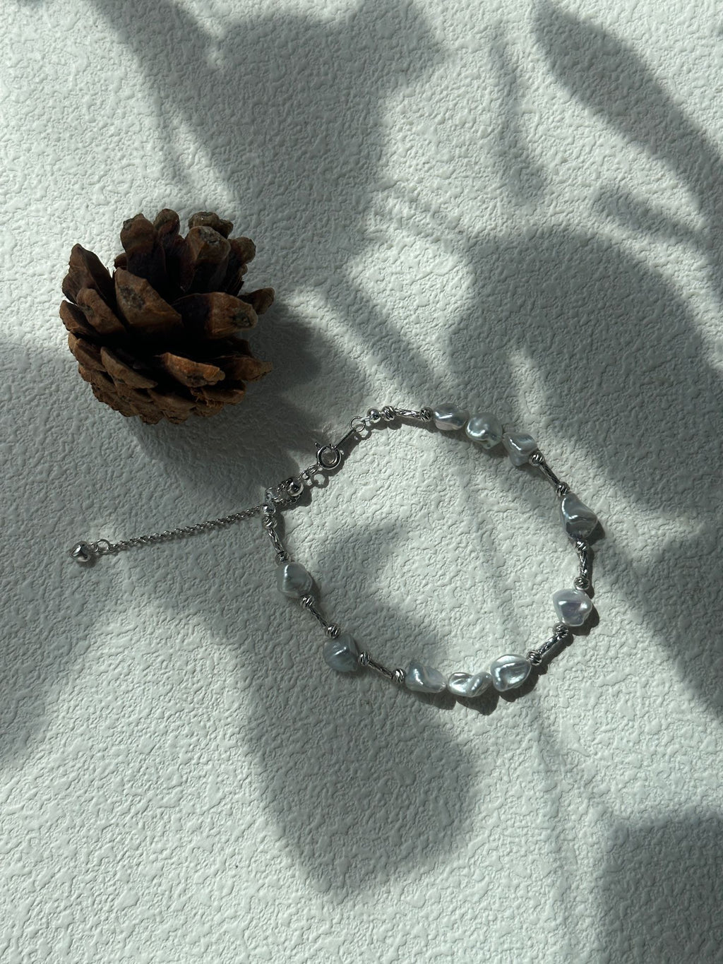Silver Fragment & Baroque Pearl Bracelet