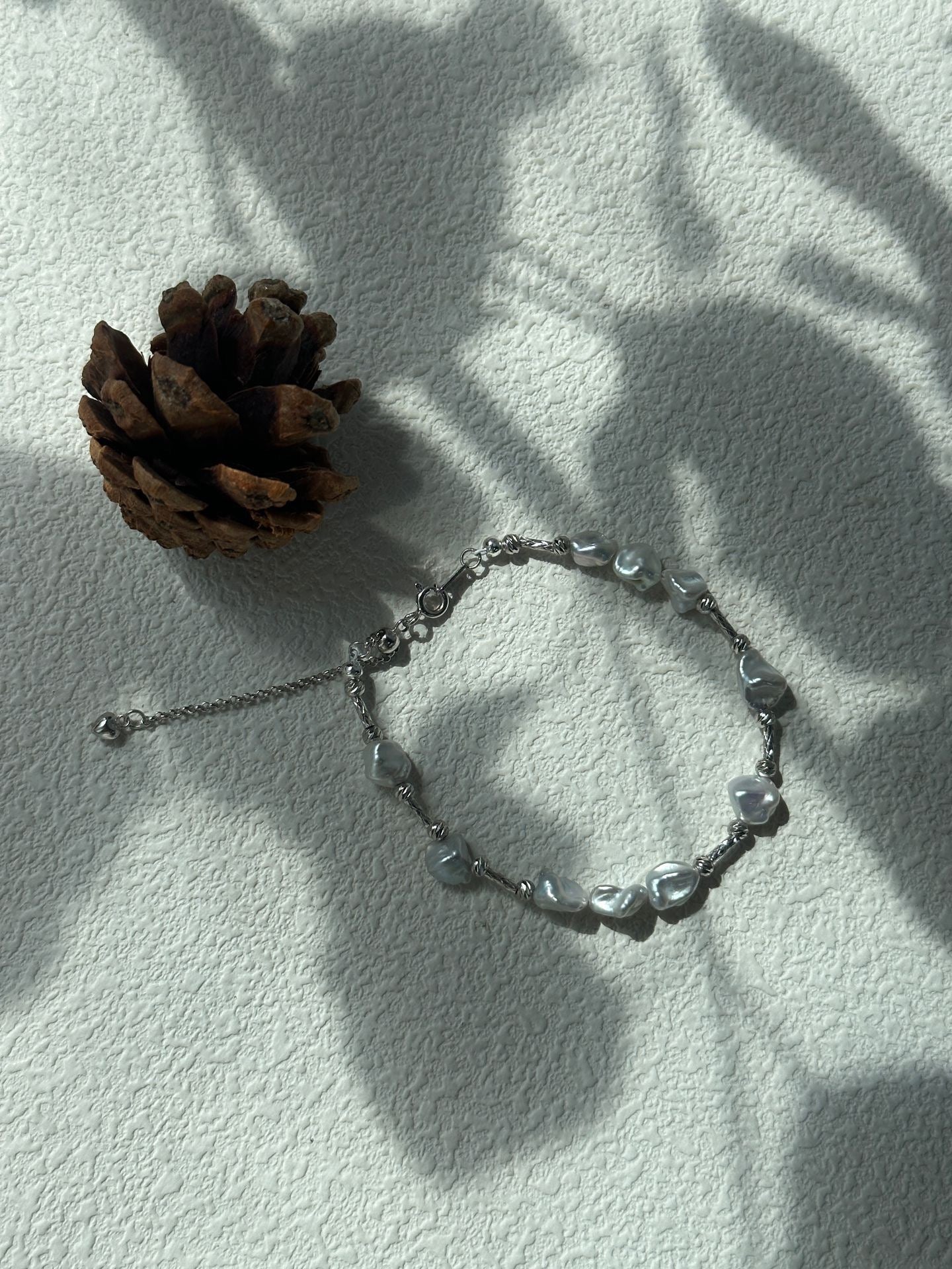 Silver Fragment & Baroque Pearl Bracelet