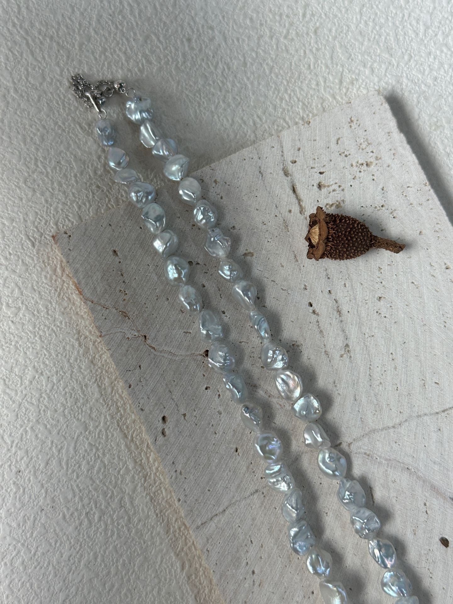 Blue Glimmer Baroque Pearl Necklace