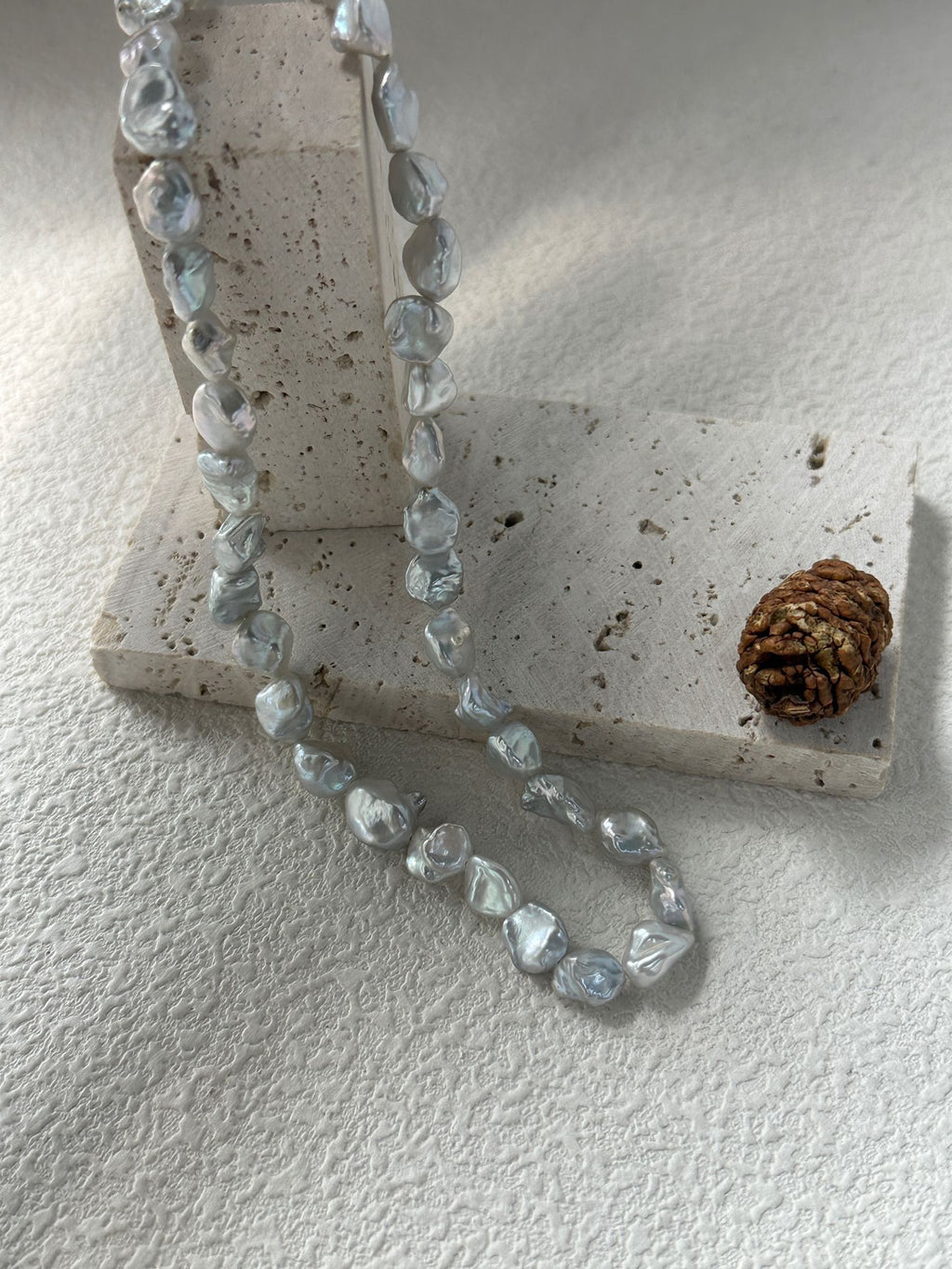 Blue Glimmer Baroque Pearl Necklace