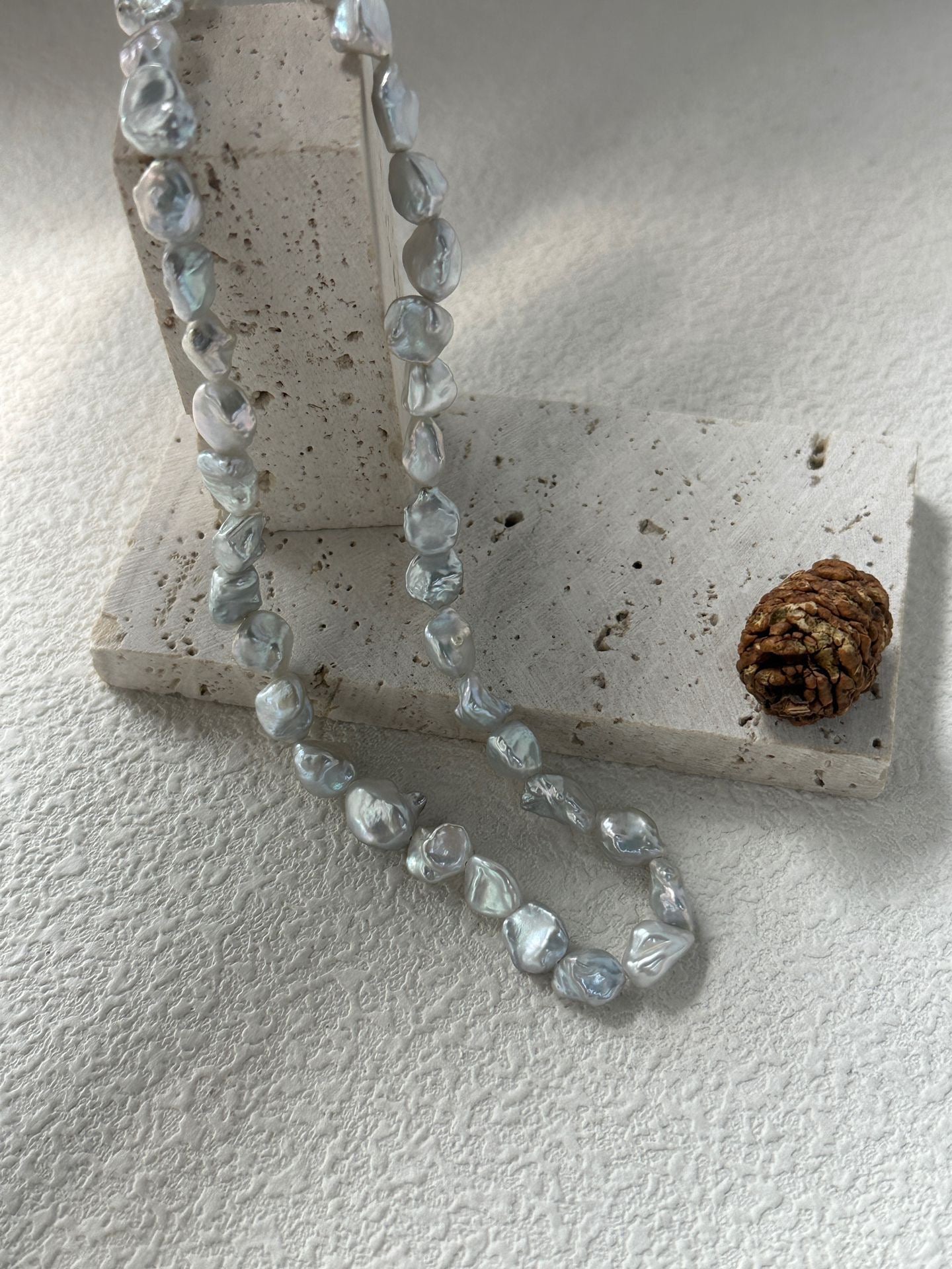 Blue Glimmer Baroque Pearl Necklace