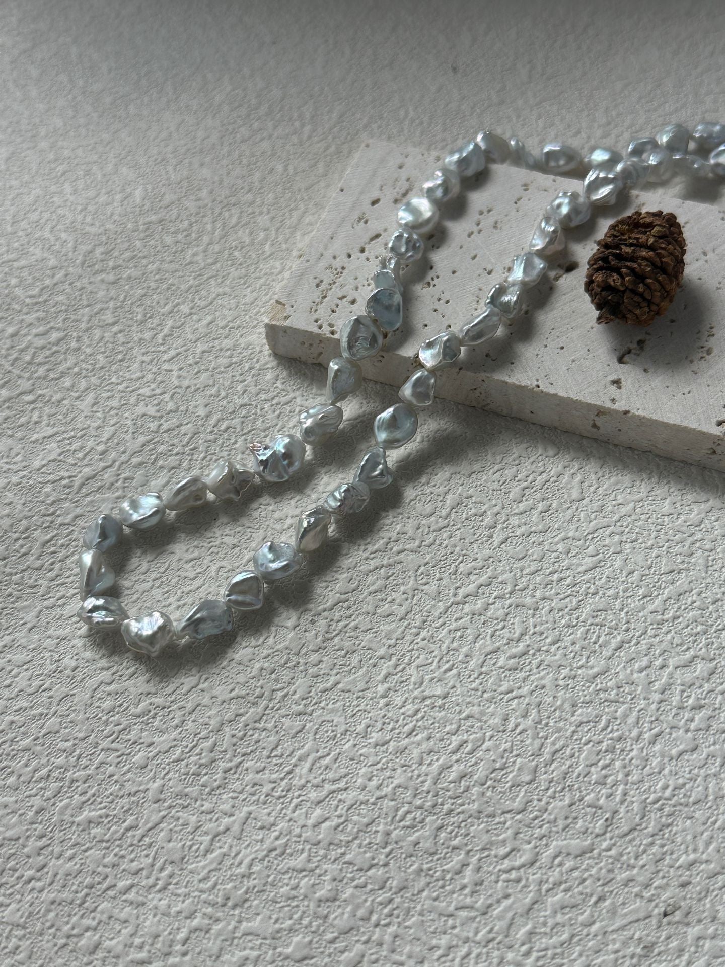 Blue Glimmer Baroque Pearl Necklace