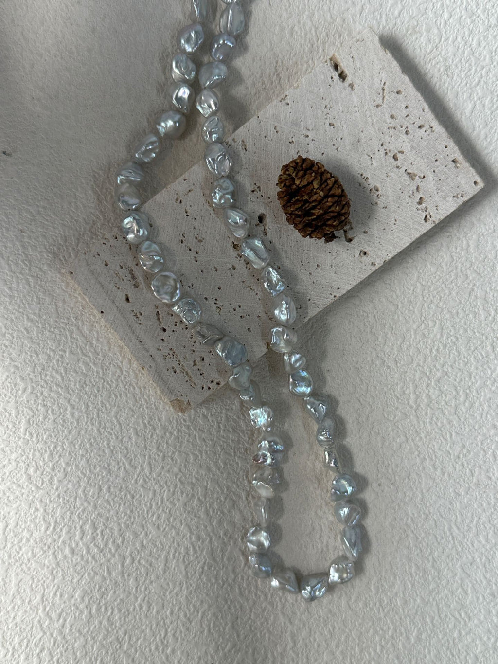 Blue Glimmer Baroque Pearl Necklace