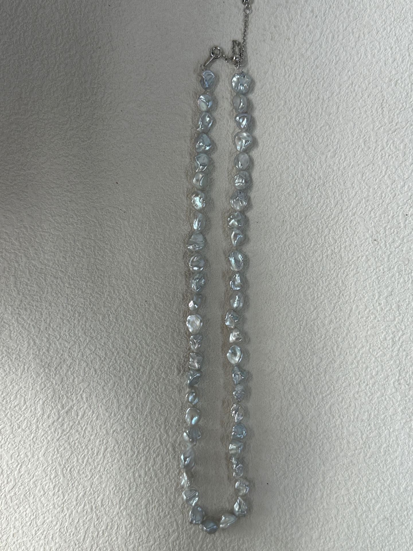 Blue Glimmer Baroque Pearl Necklace
