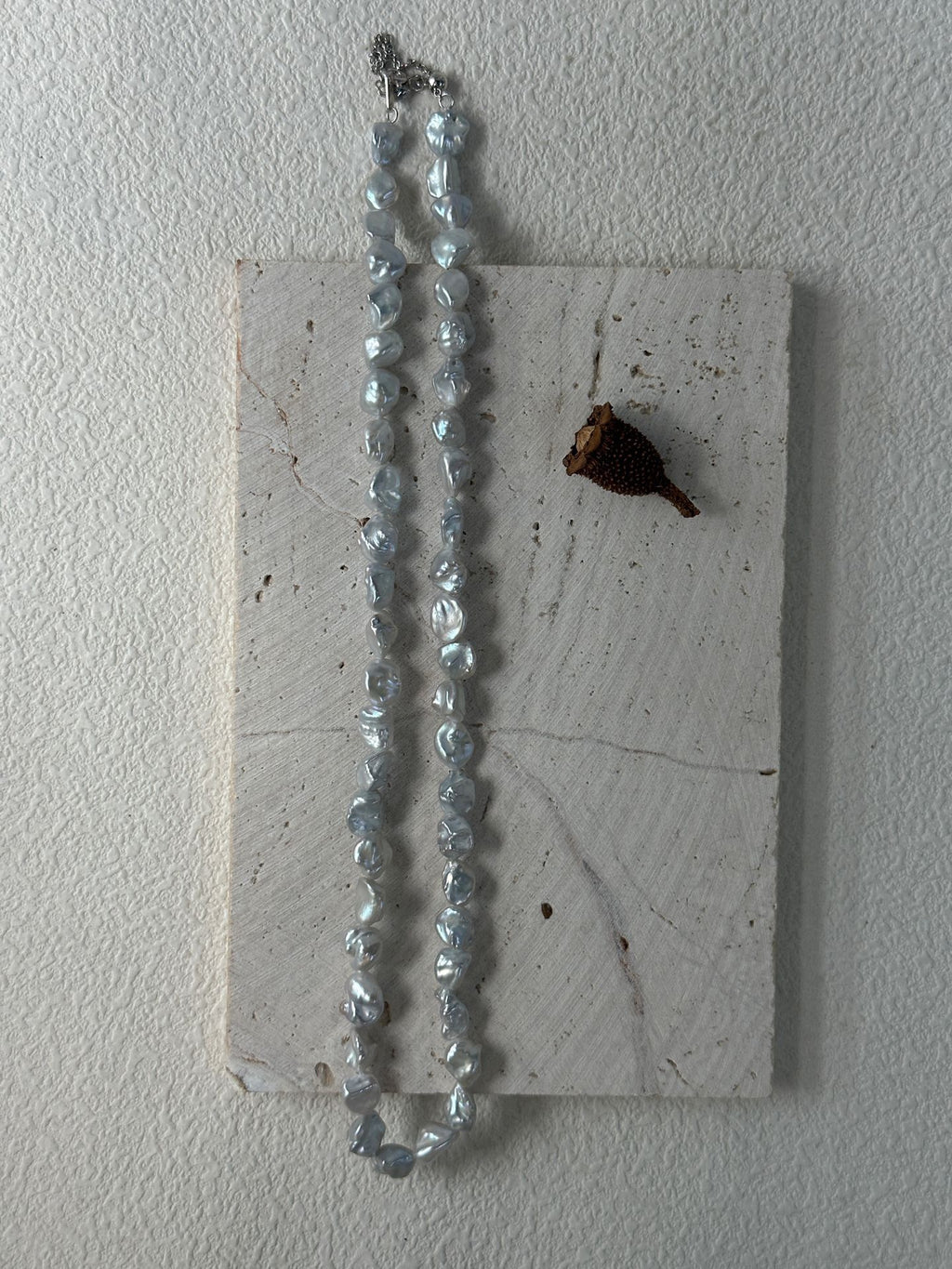 Blue Glimmer Baroque Pearl Necklace