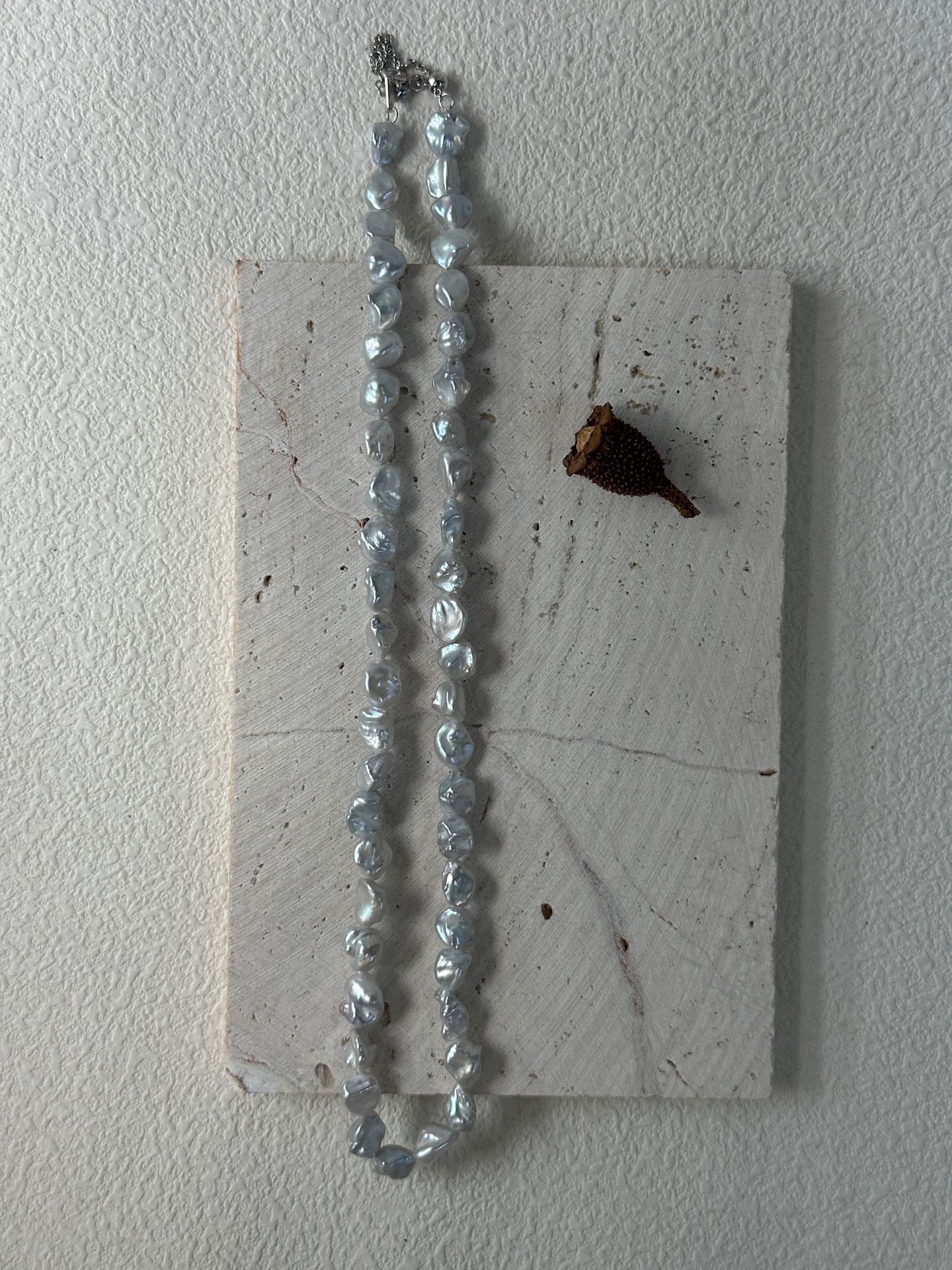 Blue Glimmer Baroque Pearl Necklace