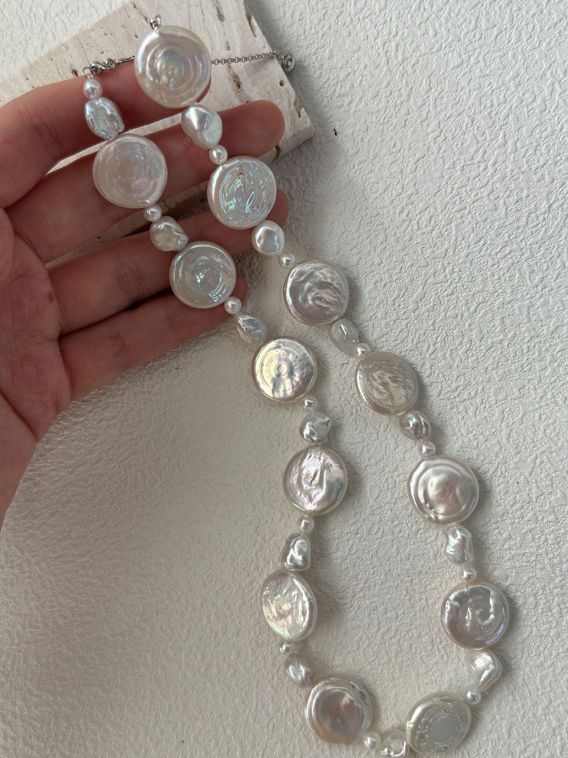 Sun & Moon Coin Pearl Necklace
