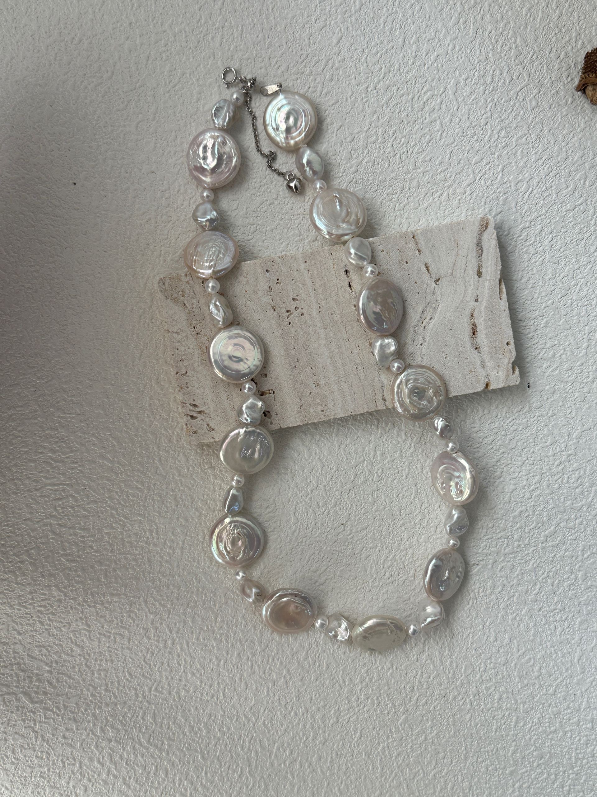 Sun & Moon Coin Pearl Necklace