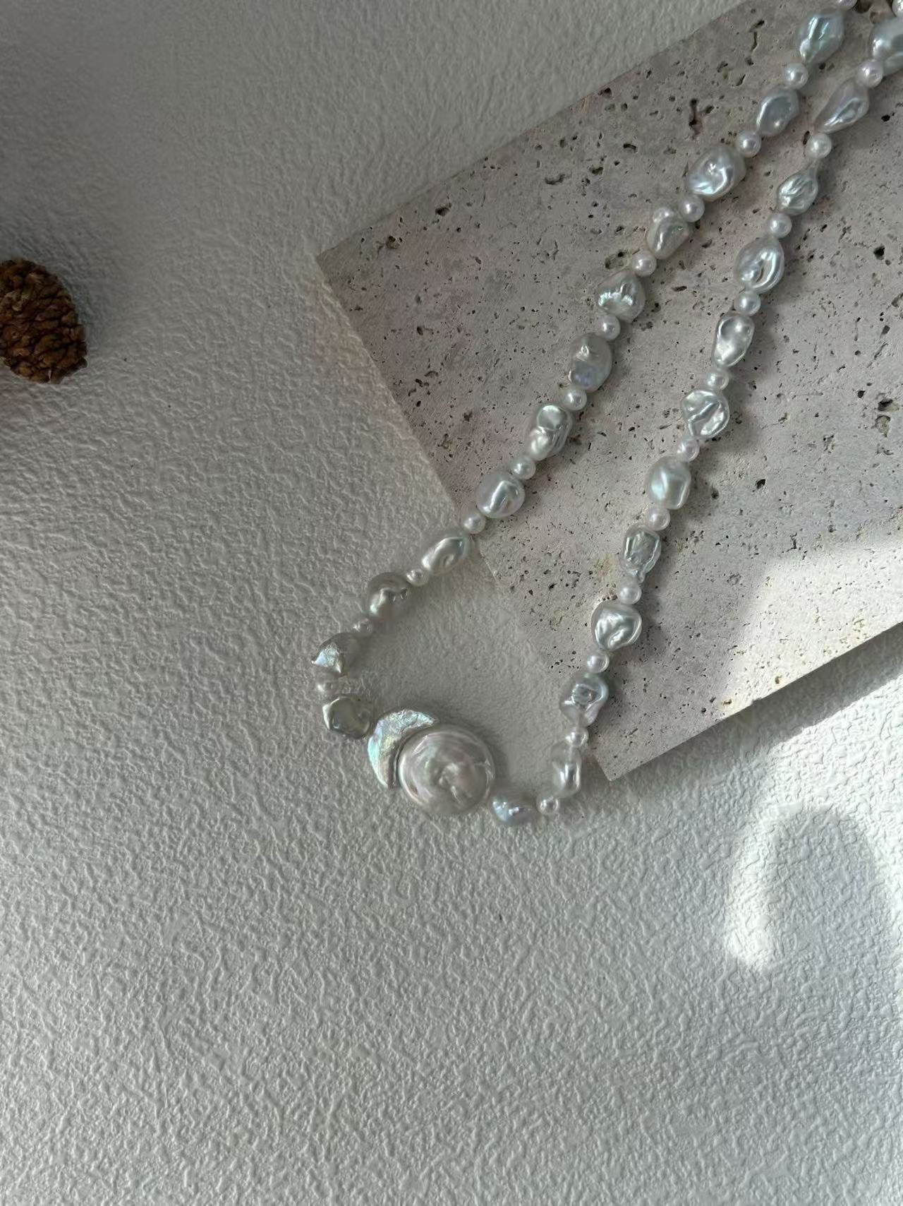Sun & Moon Baroque Irregular Pearl Necklace