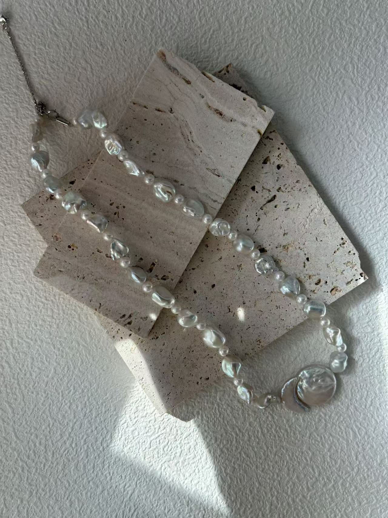 Sun & Moon Baroque Irregular Pearl Necklace