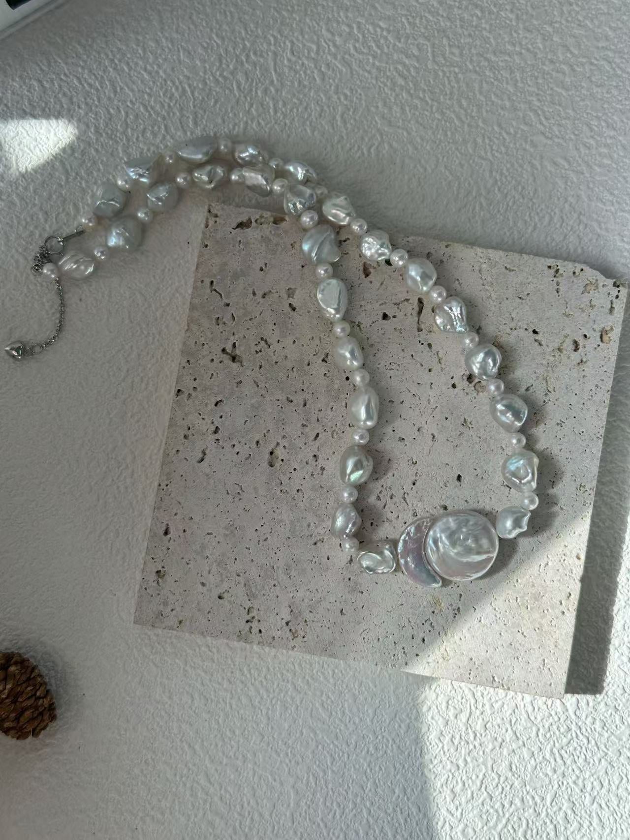 Sun & Moon Baroque Irregular Pearl Necklace