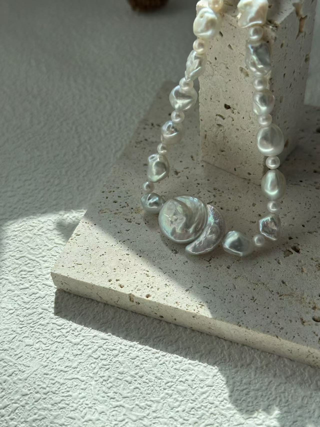 Sun & Moon Baroque Irregular Pearl Necklace