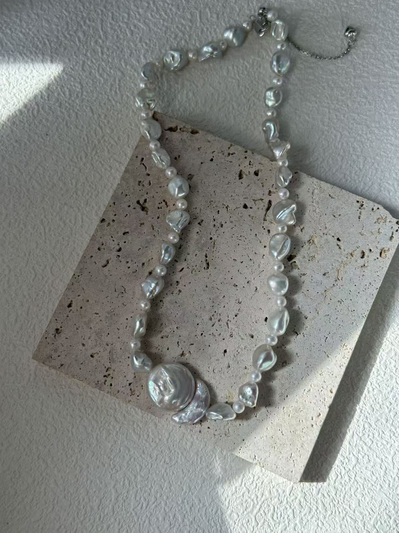Sun & Moon Baroque Irregular Pearl Necklace