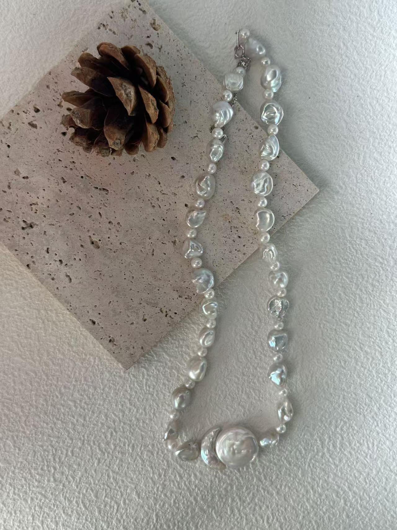 Sun & Moon Baroque Irregular Pearl Necklace