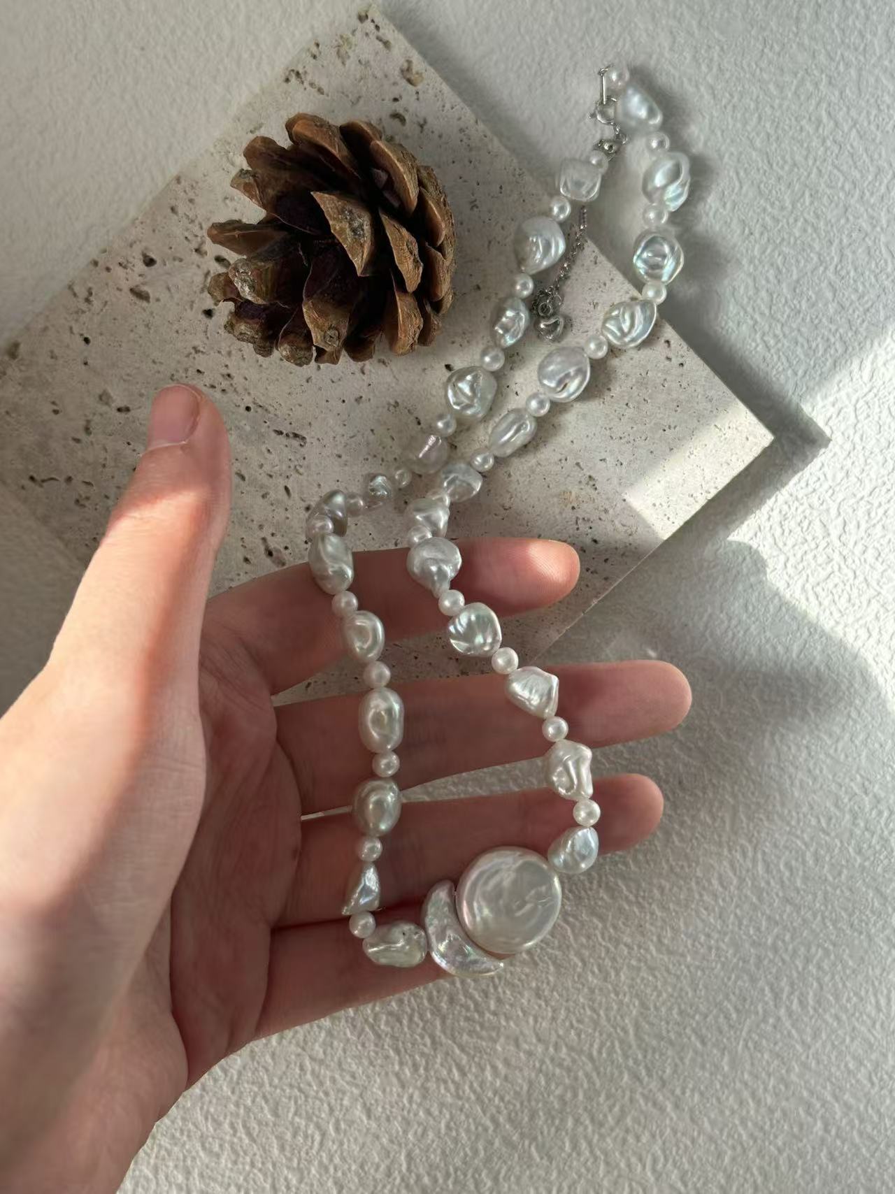 Sun & Moon Baroque Irregular Pearl Necklace